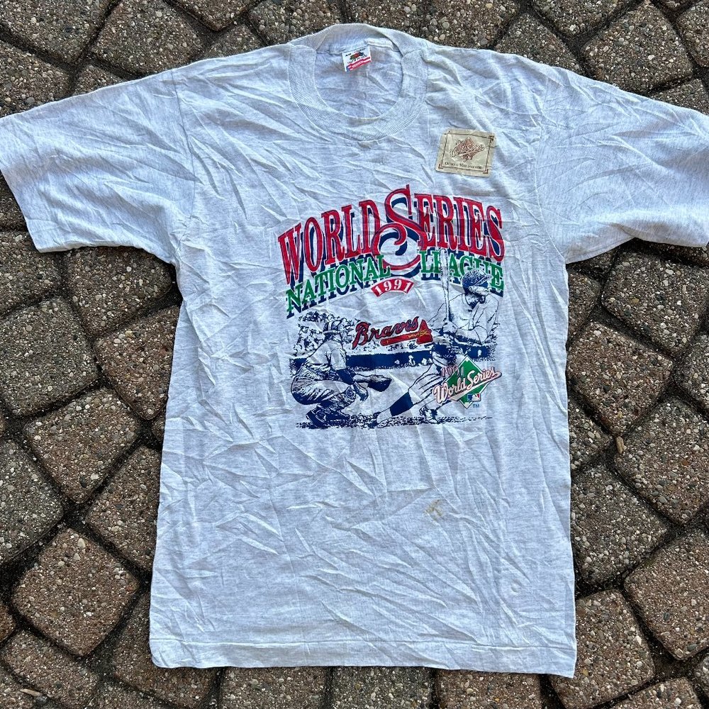 Vintage Atlanta Braves 1991 World Series T Shirt Sz 18-20 Youth XL Men Small New